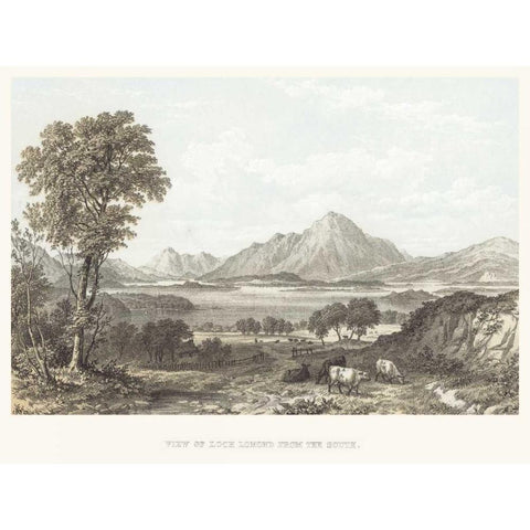 View of Loch Lomond Black Modern Wood Framed Art Print with Double Matting by Unknown