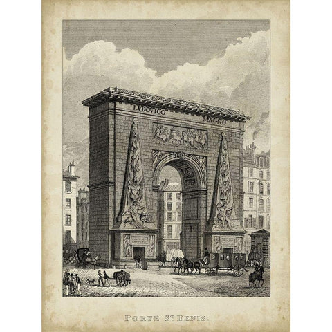Porte St. Denis Black Modern Wood Framed Art Print by Pugin, A.