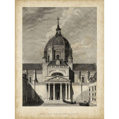 Eglise de Sorbonne Gold Ornate Wood Framed Art Print with Double Matting by Pugin, A.