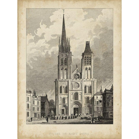 Eglise de St. Denis Gold Ornate Wood Framed Art Print with Double Matting by Pugin, A.