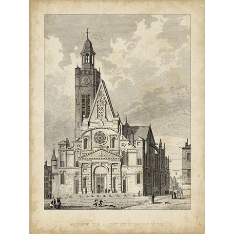 Eglise de St. Etienne-Du-Mont Gold Ornate Wood Framed Art Print with Double Matting by Pugin, A.
