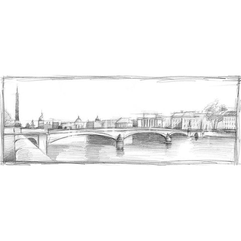 Pont du Carroussel  Black Modern Wood Framed Art Print with Double Matting by Harper, Ethan