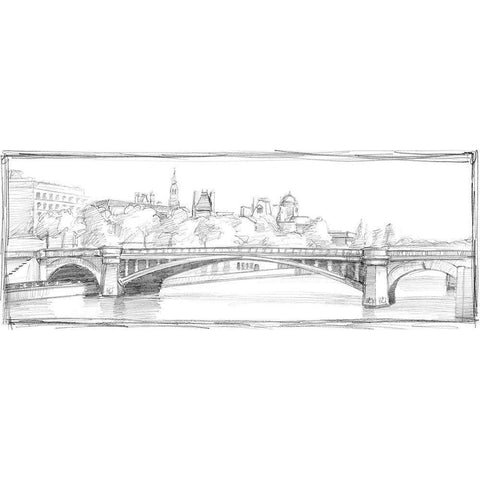 Pont de Notre Dame White Modern Wood Framed Art Print by Harper, Ethan