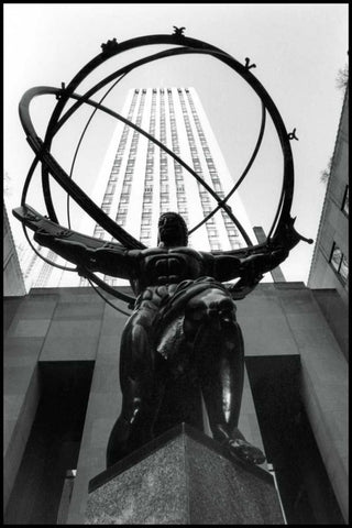 Atlas at Rockefeller Center Black Ornate Wood Framed Art Print with Double Matting by DeNardo, Laura