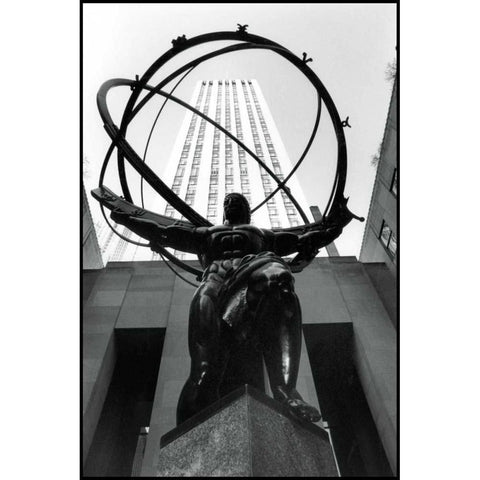 Atlas at Rockefeller Center Black Modern Wood Framed Art Print with Double Matting by DeNardo, Laura