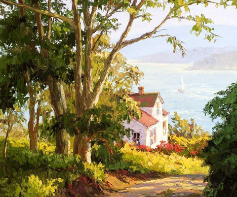 Bayside Digs White Modern Wood Framed Art Print with Double Matting by Dertner, Erin