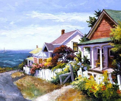 Village Gem Black Ornate Wood Framed Art Print with Double Matting by Dertner, Erin