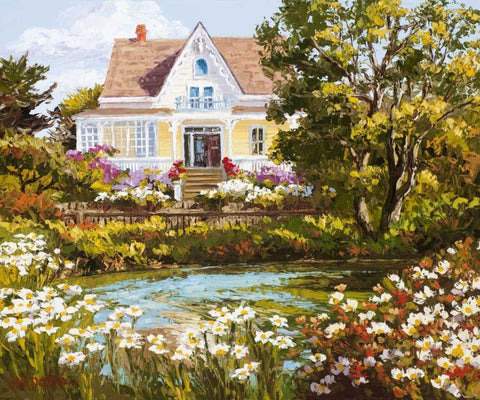 Overlooking the Pond White Modern Wood Framed Art Print with Double Matting by Dertner, Erin