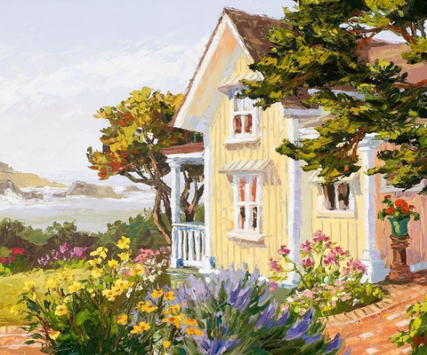Victorian Seaside Haven White Modern Wood Framed Art Print with Double Matting by Dertner, Erin