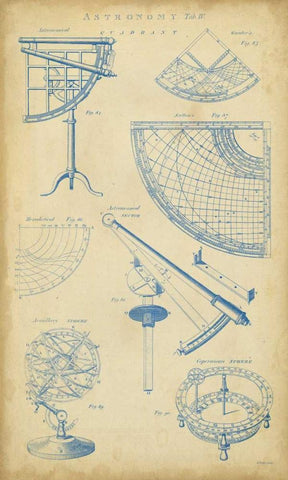 Vintage Astronomy I White Modern Wood Framed Art Print with Double Matting by Chambers