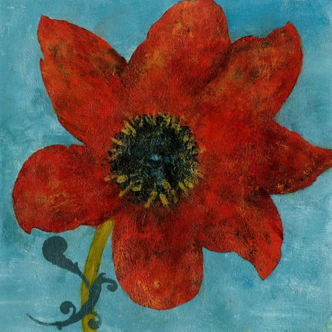Summer Bloom I Black Modern Wood Framed Art Print with Double Matting by Green-Aldridge, W.