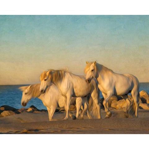 On the Beach Gold Ornate Wood Framed Art Print with Double Matting by PHBurchett