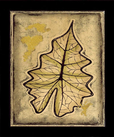 Leaf Panel II Black Ornate Wood Framed Art Print with Double Matting by Vision Studio