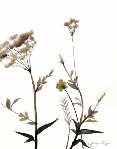 Watermark Wildflowers I Black Ornate Wood Framed Art Print with Double Matting by Goldberger, Jennifer