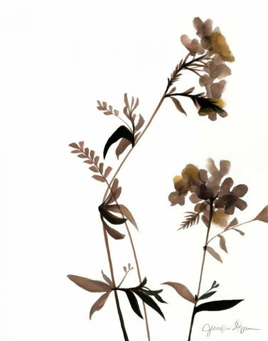 Watermark Wildflowers II Black Ornate Wood Framed Art Print with Double Matting by Goldberger, Jennifer