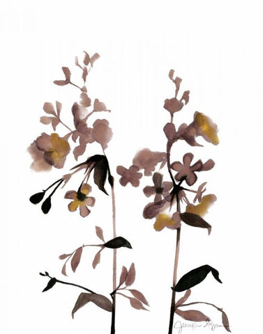 Watermark Wildflowers III White Modern Wood Framed Art Print with Double Matting by Goldberger, Jennifer
