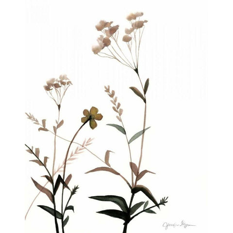 Watermark Wildflowers VII Black Modern Wood Framed Art Print by Goldberger, Jennifer