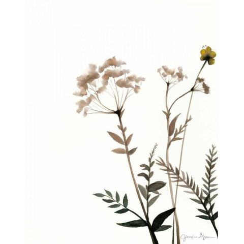 Watermark Wildflowers IX White Modern Wood Framed Art Print by Goldberger, Jennifer