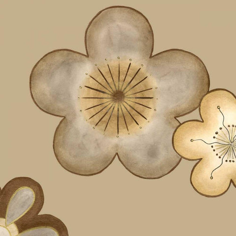 Pop Blossoms in Neutral II Gold Ornate Wood Framed Art Print with Double Matting by Vess, June Erica