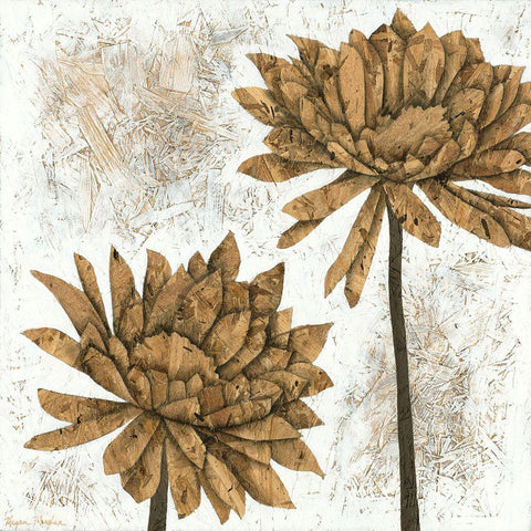 Whitewashed Dahlias II Black Modern Wood Framed Art Print with Double Matting by Meagher, Megan