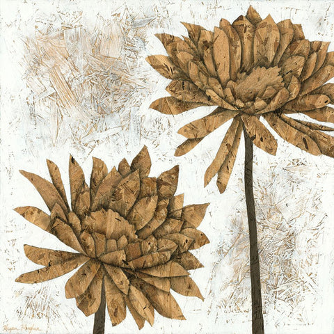 Whitewashed Dahlias II White Modern Wood Framed Art Print with Double Matting by Meagher, Megan