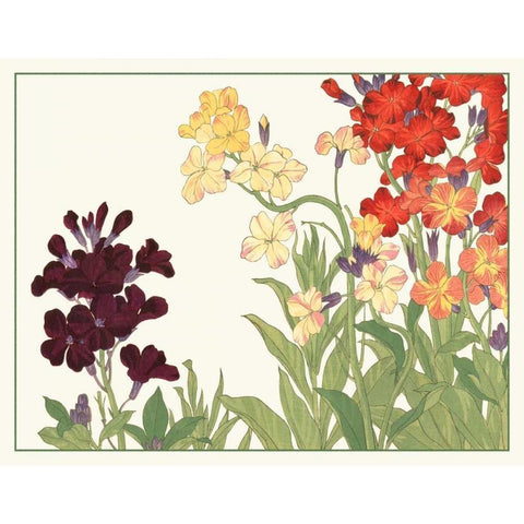 Japanese Flower Garden I Black Modern Wood Framed Art Print with Double Matting by Konan, Tanigami