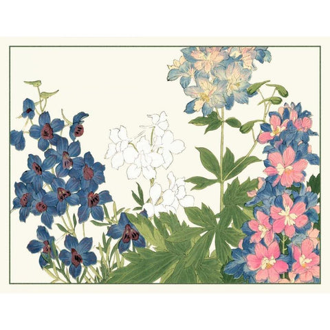 Japanese Flower Garden III White Modern Wood Framed Art Print by Konan, Tanigami
