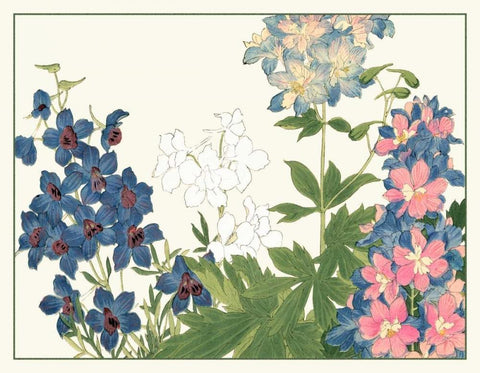 Japanese Flower Garden III Black Ornate Wood Framed Art Print with Double Matting by Konan, Tanigami