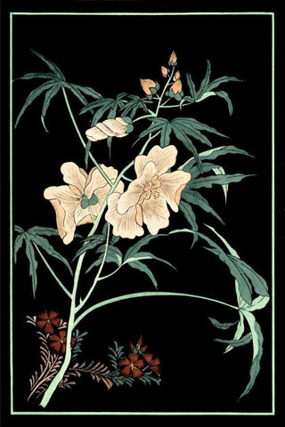 Midnight Floral II Black Ornate Wood Framed Art Print with Double Matting by Vision Studio