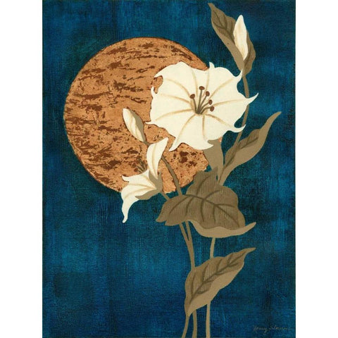 Moonlit Blossoms I Black Modern Wood Framed Art Print with Double Matting by Slocum, Nancy