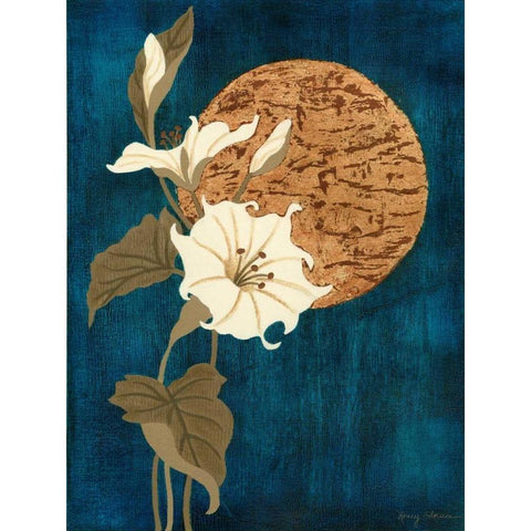 Moonlit Blossoms II Black Modern Wood Framed Art Print by Slocum, Nancy