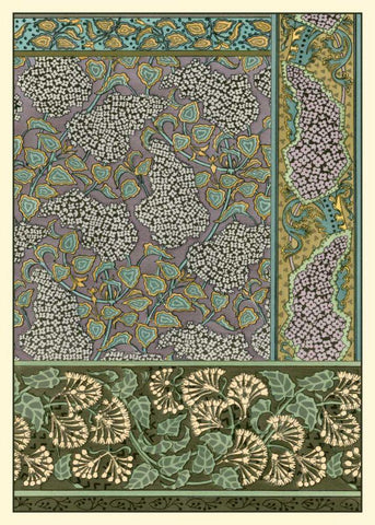 Garden Tapestry III Black Ornate Wood Framed Art Print with Double Matting by Grasset