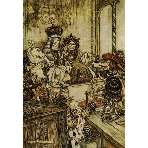 Who Stole The Tarts  Gold Ornate Wood Framed Art Print with Double Matting by Rackham