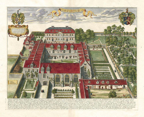 Colleguim St. Trinitatis White Modern Wood Framed Art Print with Double Matting by Loggan, D.