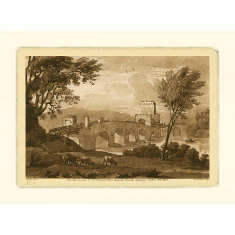 Pastoral Landscape III Gold Ornate Wood Framed Art Print with Double Matting by Lorraine, Claude