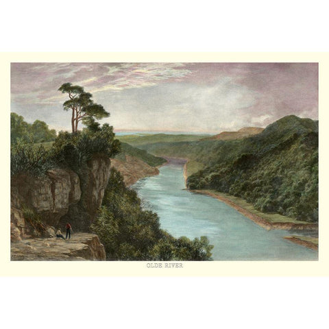 Olde River Black Modern Wood Framed Art Print with Double Matting by Johnson