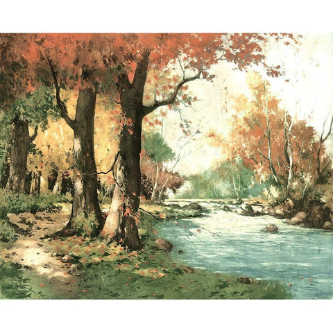 Autumn Landscape I Black Modern Wood Framed Art Print by Vision Studio