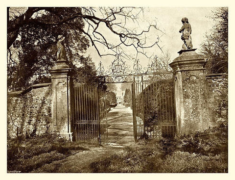 Sepia Garden View I Black Ornate Wood Framed Art Print with Double Matting by unknown