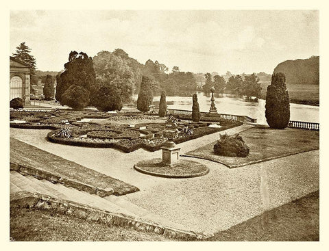 Sepia Garden View III Black Ornate Wood Framed Art Print with Double Matting by unknown