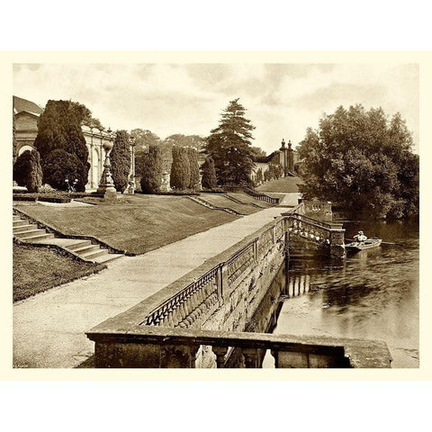 Sepia Garden View IV White Modern Wood Framed Art Print by unknown