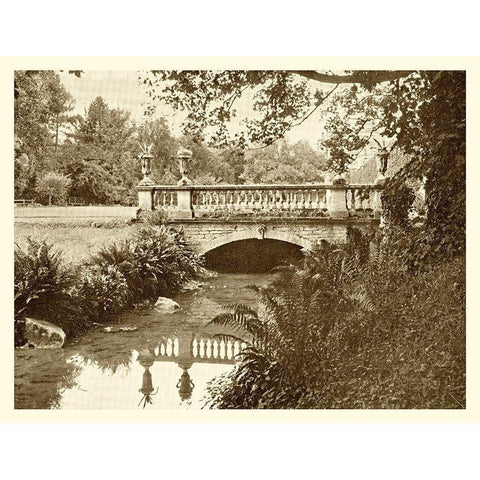 Sepia Garden View V Gold Ornate Wood Framed Art Print with Double Matting by unknown