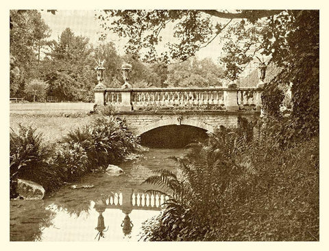 Sepia Garden View V Black Ornate Wood Framed Art Print with Double Matting by unknown