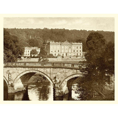 Sepia Garden View VI Gold Ornate Wood Framed Art Print with Double Matting by unknown
