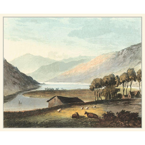 Picturesque English Lake I Gold Ornate Wood Framed Art Print with Double Matting by Fielding, T.H.