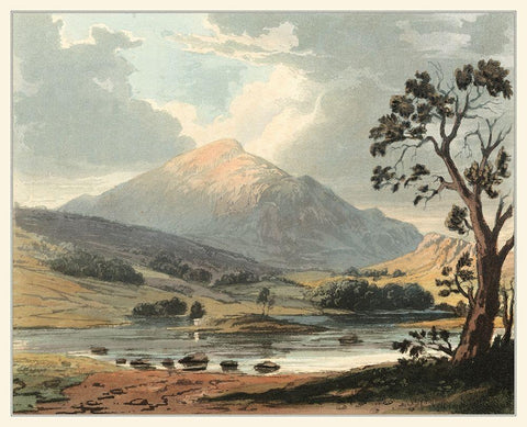 Picturesque English Lake II White Modern Wood Framed Art Print with Double Matting by Fielding, T.H.