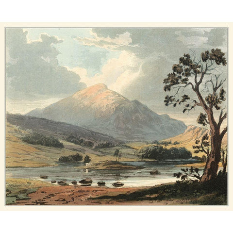 Picturesque English Lake II Black Modern Wood Framed Art Print by Fielding, T.H.