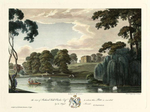 Birdwell Estate Black Ornate Wood Framed Art Print with Double Matting by Polwhele, Richard