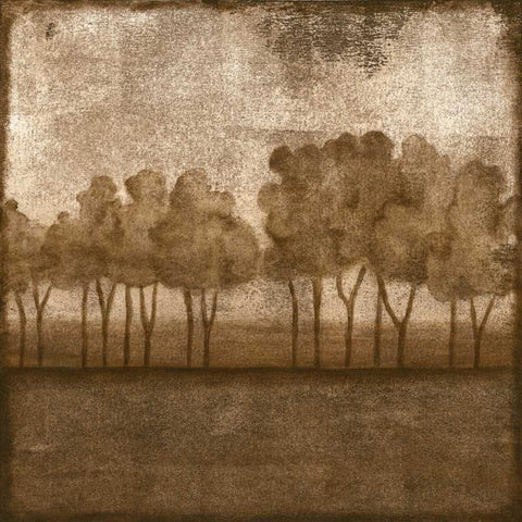 Trees at Dusk I Black Ornate Wood Framed Art Print with Double Matting by Slocum, Nancy