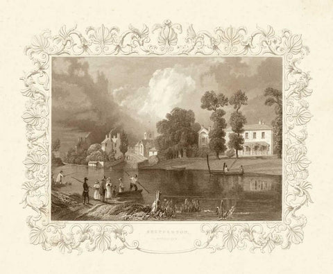 Views of England II White Modern Wood Framed Art Print with Double Matting by Tombleson