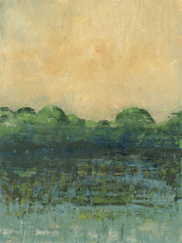 Viridian Marsh I White Modern Wood Framed Art Print with Double Matting by Holland, Julie